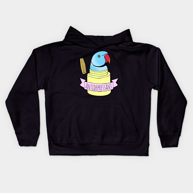 Antidepressant Blue Ringneck Kids Hoodie by FandomizedRose